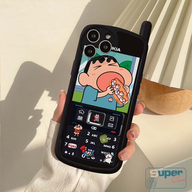 Kompatibel Untuk iPhone XR X Xs7 8 Plus 11 14 13 12 Pro MAX SE 2020 Kartun Crayon Shin-chan Bentuk Telepon Kepribadian Retro Cellular Kreatif Lucu Sakurada Nene Soft Cover