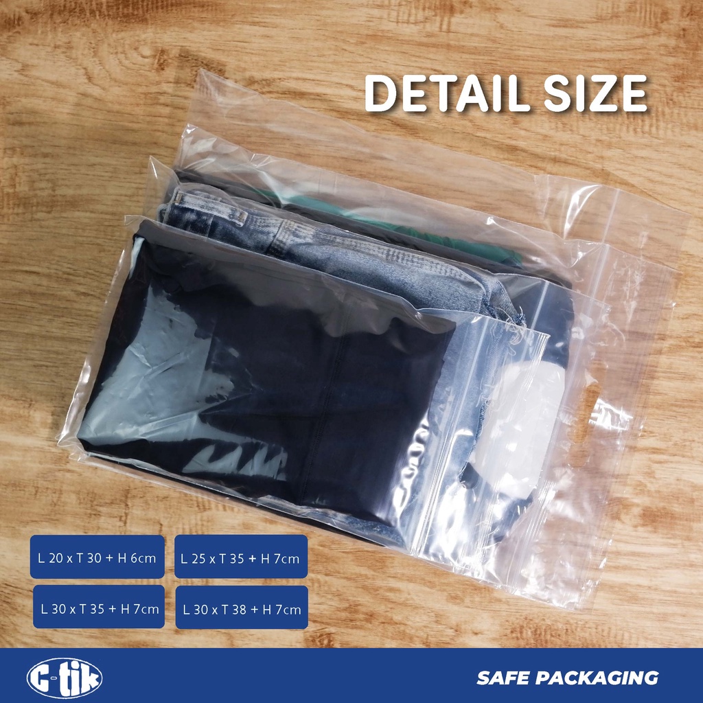 Harga Per LEMBAR / Plastik KLIP Plong Ziplock 20x30+6cm - 25x35+7cm - 30x38+7cm | Plastik ZipLock Plong Oval Packing Baju Sepatu Bening  | Kantong Plastik Zip Lock Bening Polos / Plastik Klip aman untuk makanan | Harga Lembaran/Pcs bisa Ecer