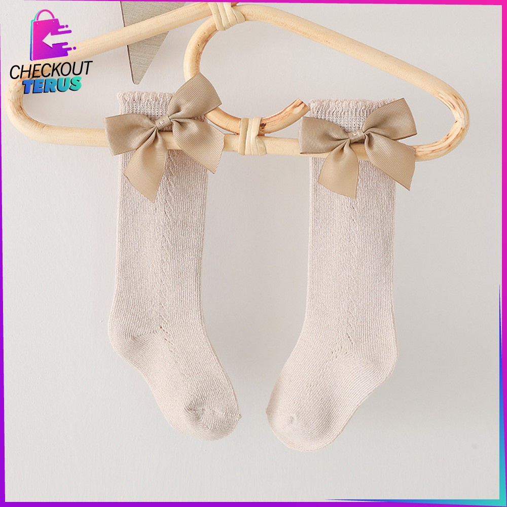 CT P304 Kaos Kaki Panjang Anak Perempuan Bahan Lembut Model Pita Baby Socks Ribbon Anti Slip Kaus Kaki Bayi Korea import