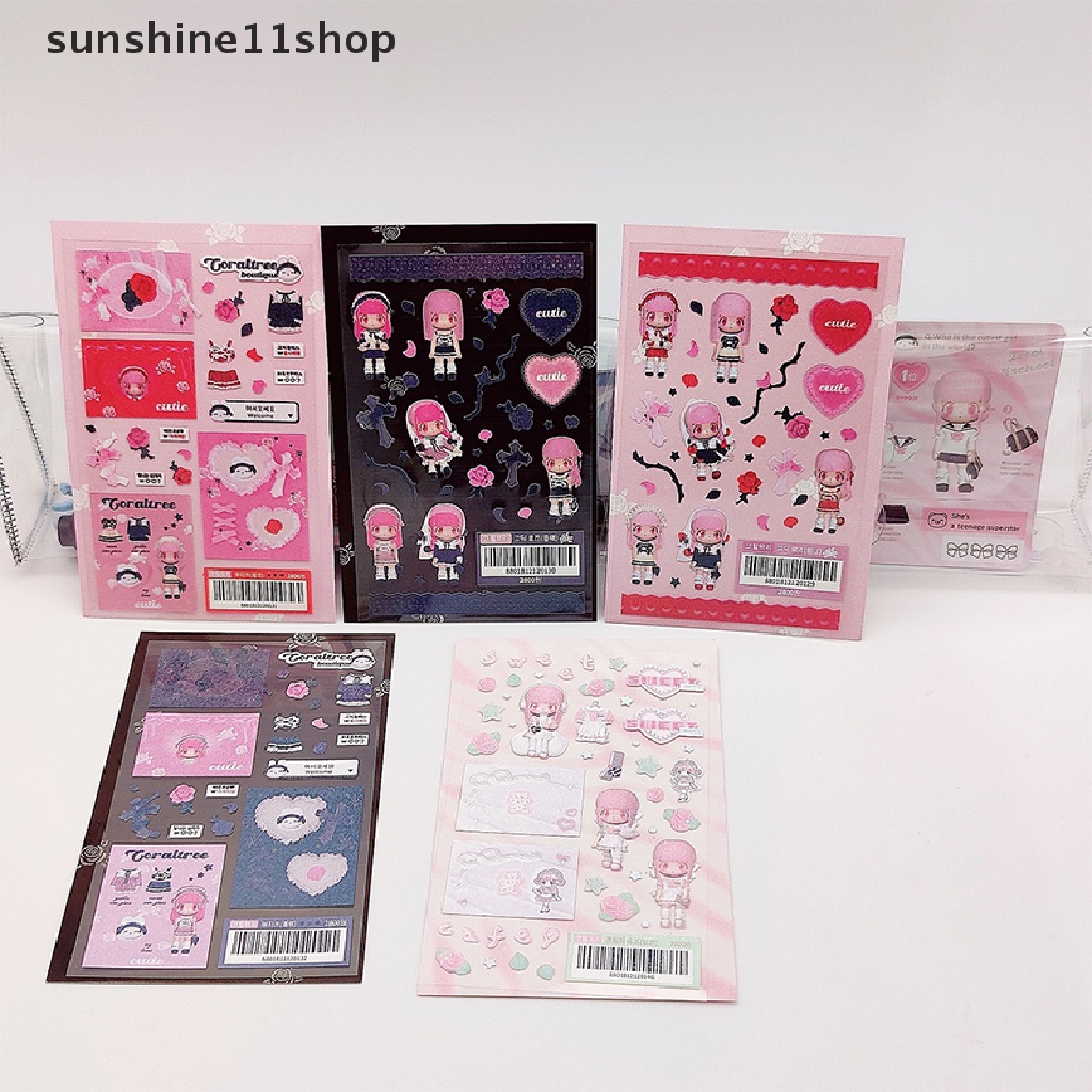 Sho 2pcs Korean Ins Cute Modeling Girl Stiker Scrapbooking Diy Album Dekorasi Stiker Aesthetic Personalized Kawaii Stationery N