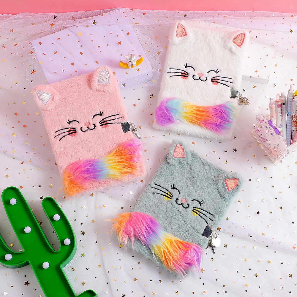 

Buku Gembok Bulu Cat Rainbow Notebook Gembok Cat Kucing Diary Bulu Halus Buku Gembok A5 Bergaris Motif Cat Rainbow Kado Ultah Anak Perempuan kado ulang tahun anak cewe