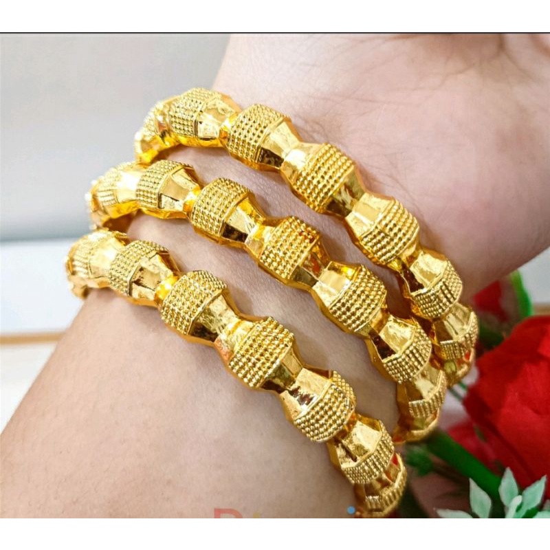 gelang dubai gelang keroncong gelang bukaan samping warna emas 24 k