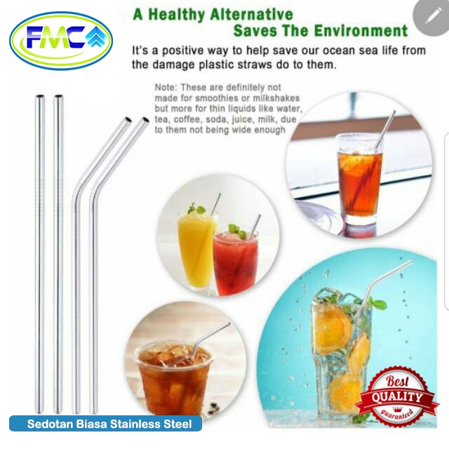 Sedotan Stainless Steel Boba Besar Bubble Tea Premium Reusable Steril BPA Free Cincau Kelapa Jelly