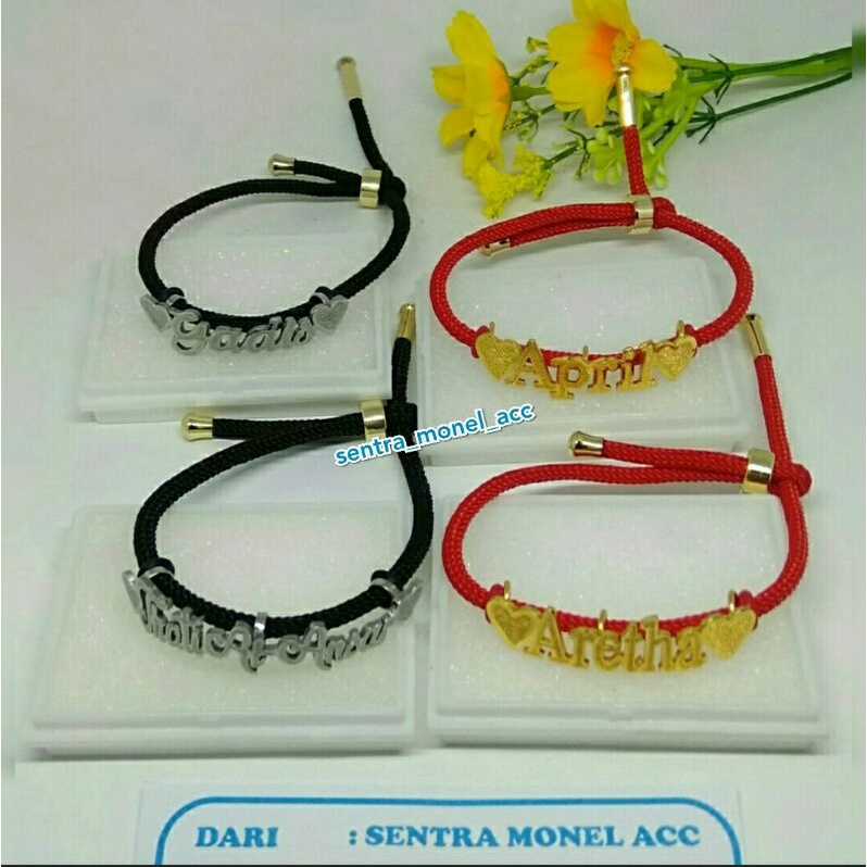 Gelang Tali nama / Gelang nama / gelang tangan / gelang serut / gelang wanita pria
