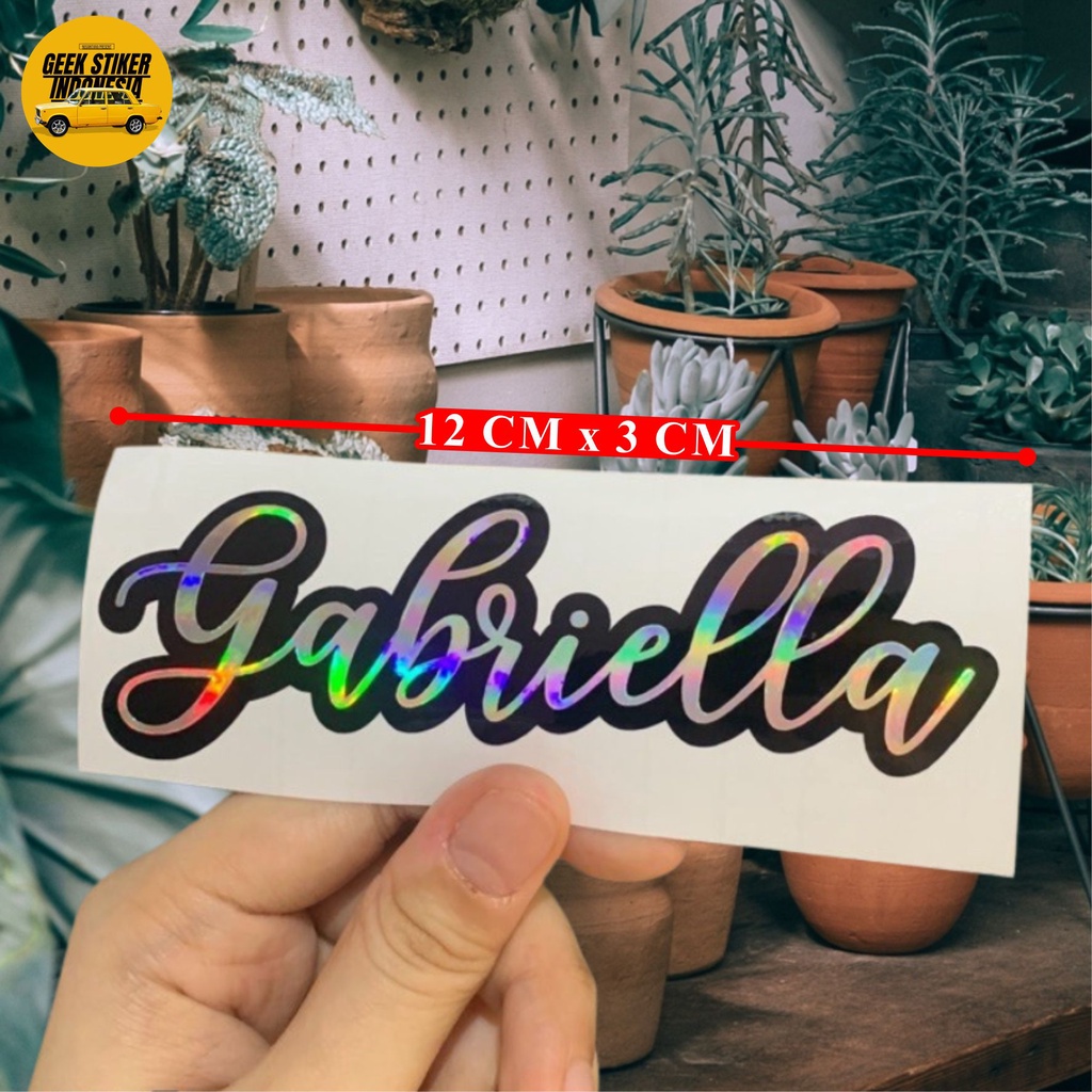 

Sticker Waterproof Nama Latin 2 Warna Hologram Emas Silver Stiker