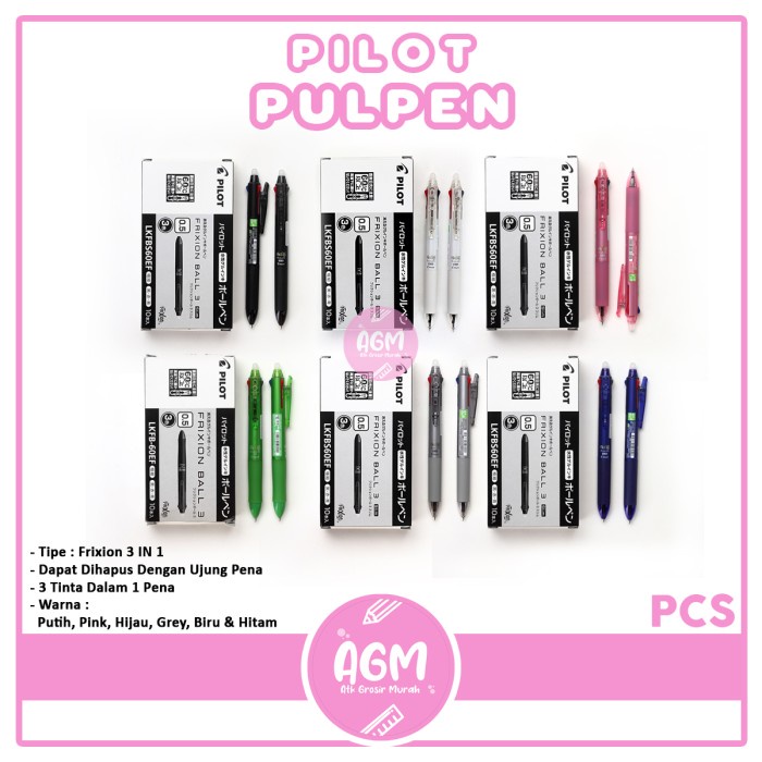 

BISA COD PILOT FRIXION 3 IN 1 !!! IMPOR JEPANG BISA DIHAPUS (0'5)