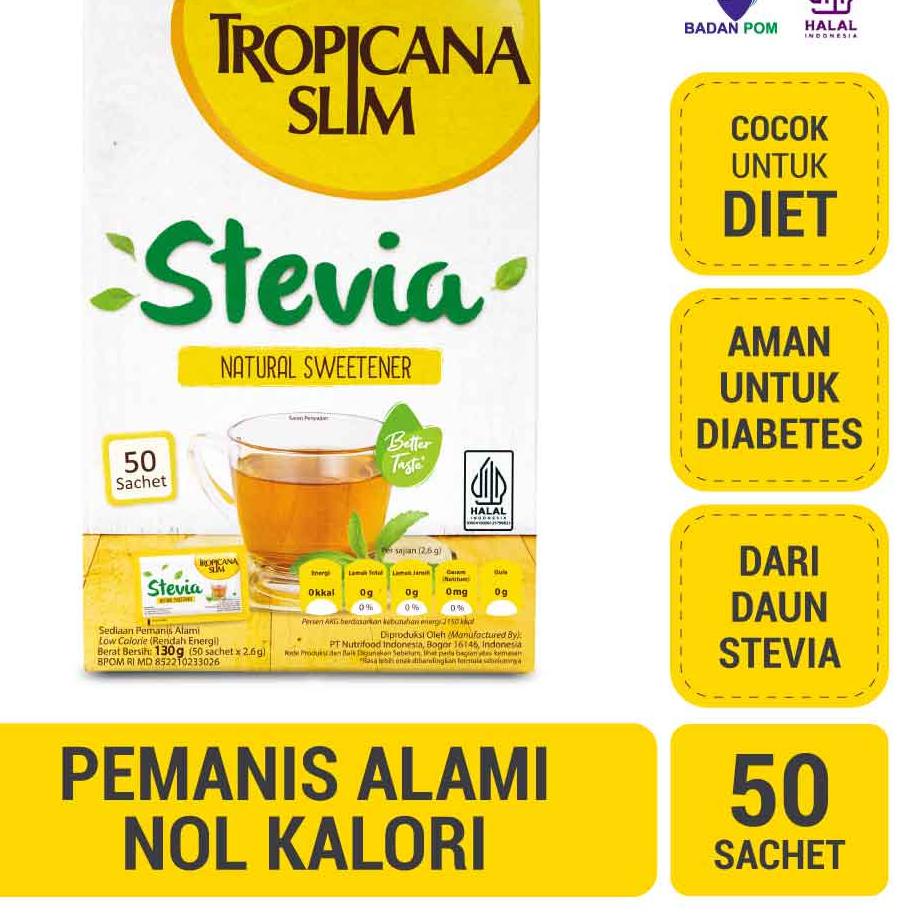 

Diskon |KG7|Tropicana Slim Sweetener Stevia 50 sachet - Pemanis Alami untuk Batasi Gula