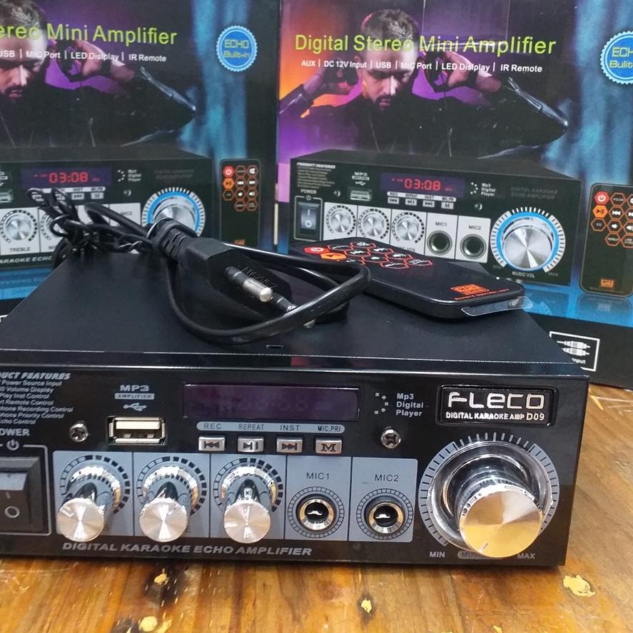 ✪ COD POWER AMPLI DIGITAL STEREO MINI 12V/USB/MP3 PLAYER FLECO D-09 // POWER AMPLIFIER KARAOKE DIGIT