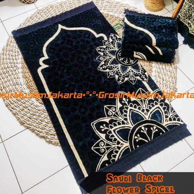 ♪ Sajadah Turki Hitam Motif Bunga/Sajadah Bulu Premium Tebal Murah ✱