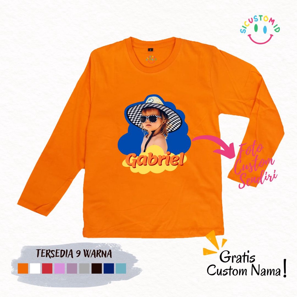 TERLARIS BAJU KAOS ANAK TANGAN PANJANG GRATIS CUSTOM FOTO + NAMA
