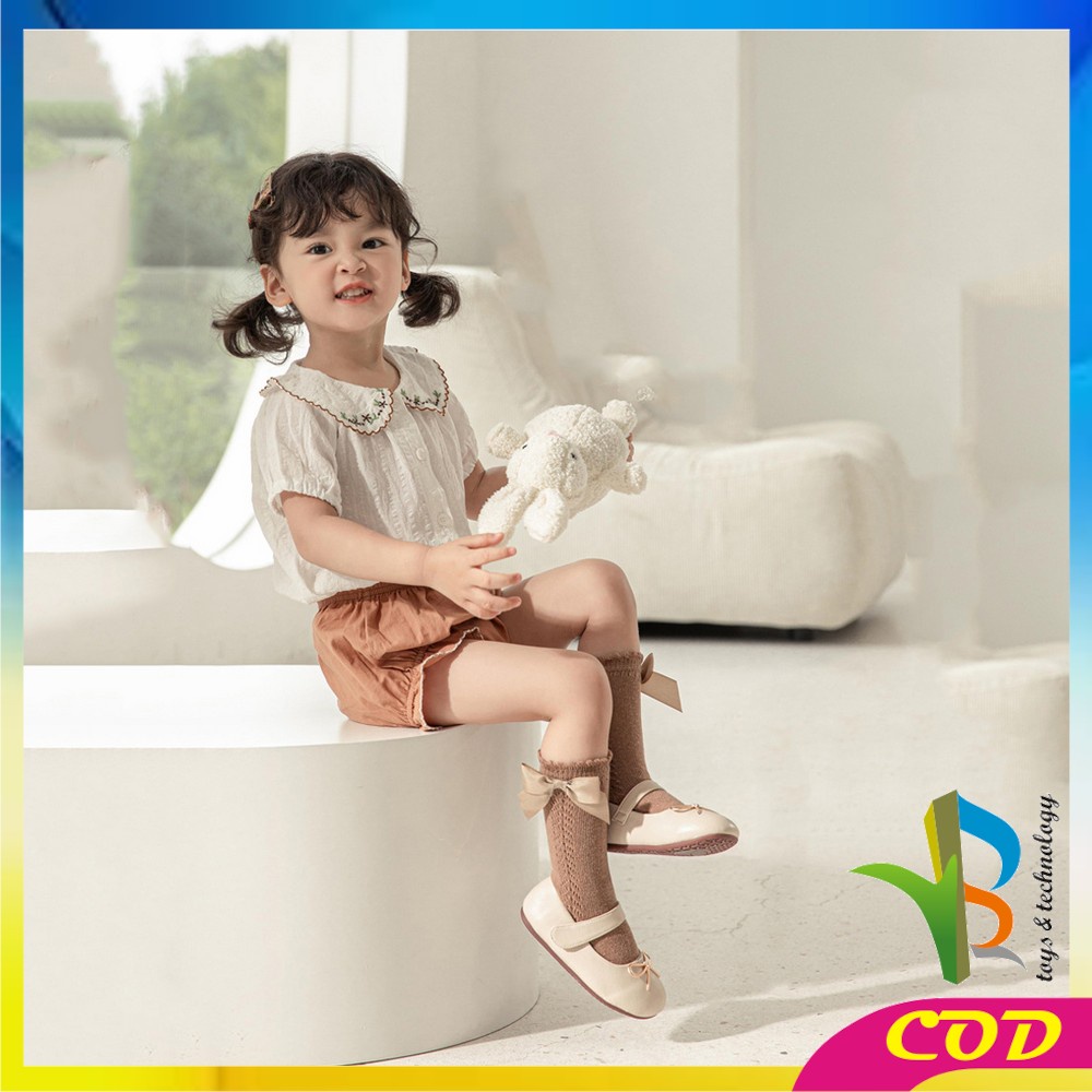 RB-P304 Kaos Kaki Panjang Anak Perempuan Model Pita Lucu Anti Slip / Kaus Kaki Bayi Korea Bahan Lembut Ribbon Baby Socks import