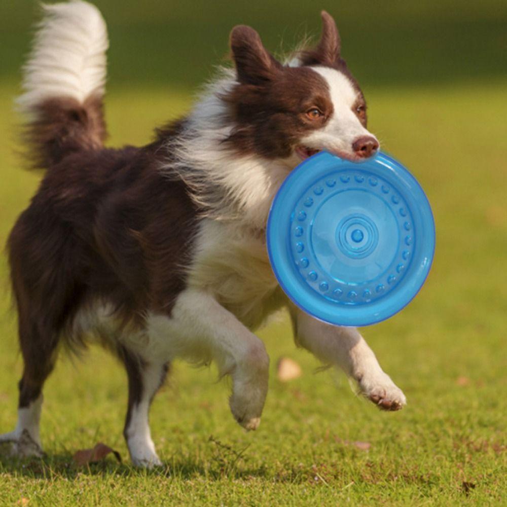 REBUY Rebuy Dog Flying Discs Round Rubber Tahan Air Tahan Gigit Ramah Lingkungan Mainan Kunyah Hewan Peliharaan