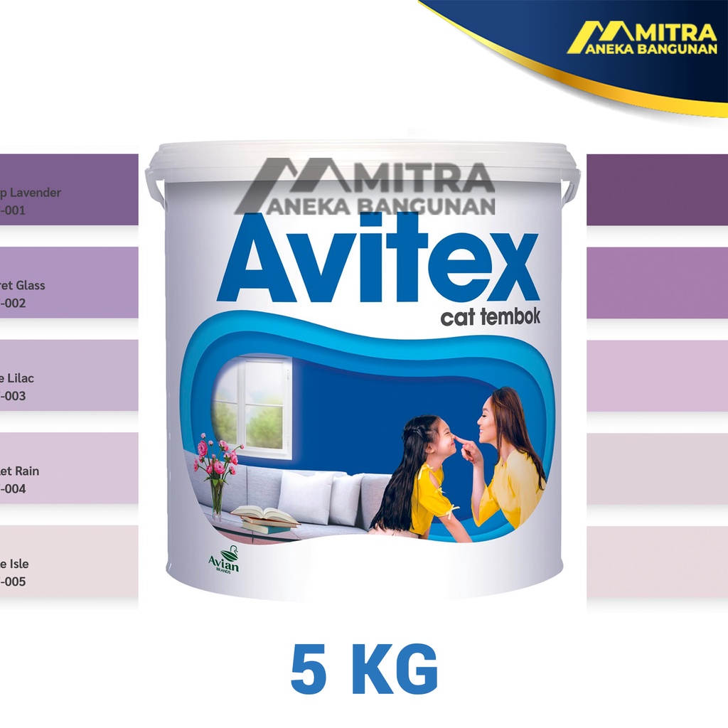 CAT TEMBOK AVITEX INTERIOR 5 KG / AVIAN V16 V17 WARNA UNGU