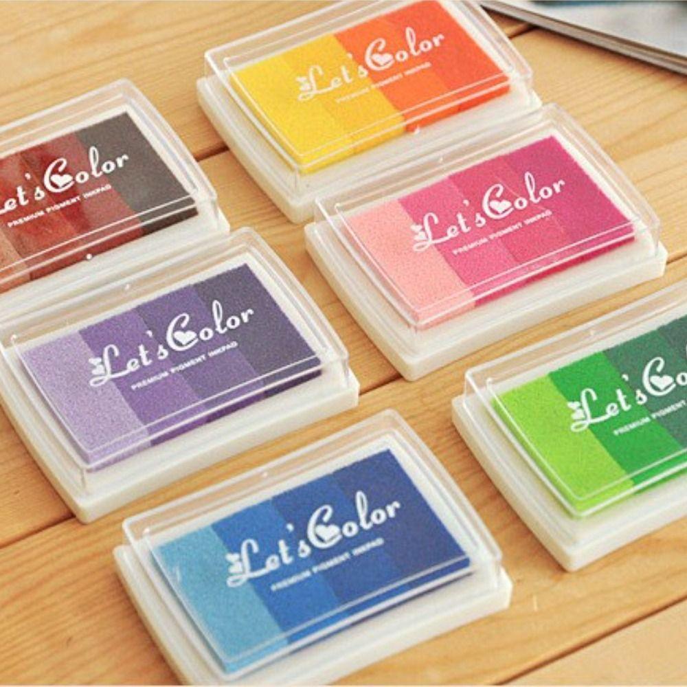 Lanfy Rainbow Ink Pad Kreatif Keselamatan DIY Kerajinan Tangan Akun Sekolah Kantor Newborn Tapak Inkpad