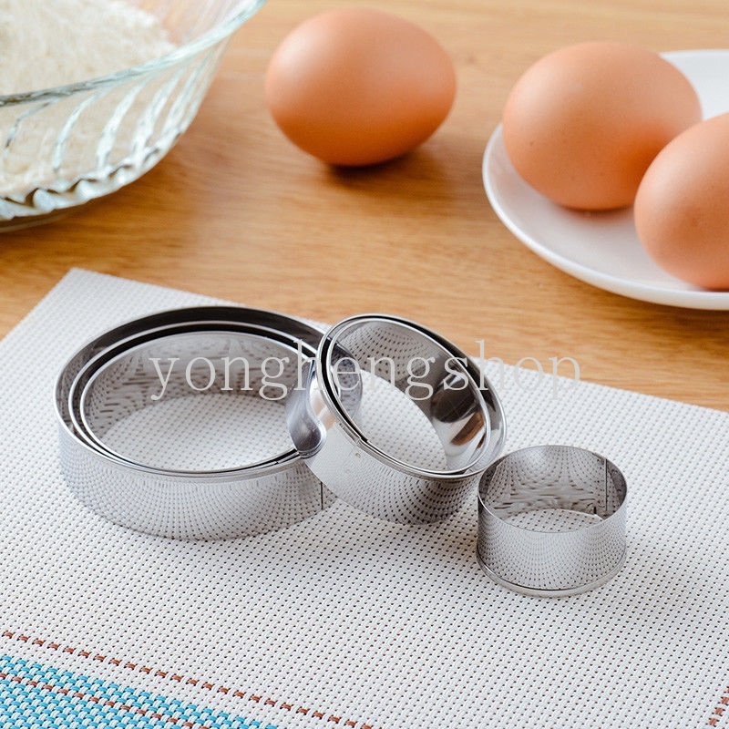 5pcs / set Cetakan Kue / Biskuit Bentuk Bulat Bahan Stainless Steel
