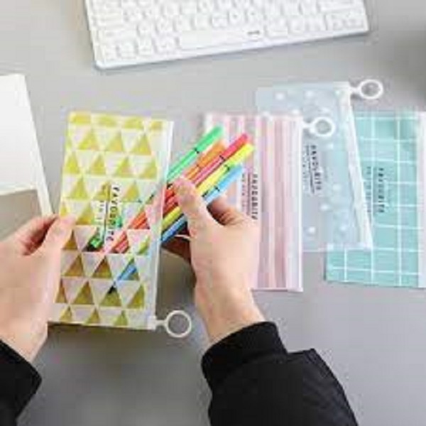 Tempat Pensil Pulpen Transparan Ziplock Karakter Serbaguna/Penyimpanan Kosmetik Pouch Zipper