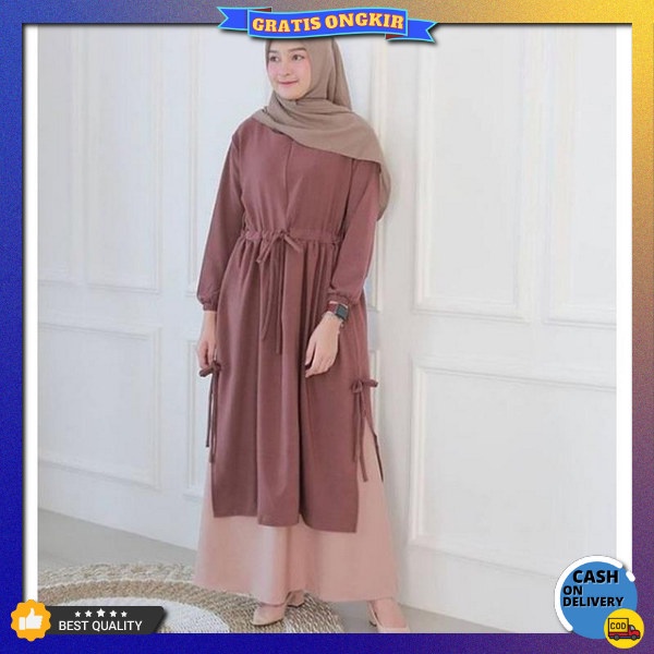 Thuni Fashion Wanita Kekinian Atadan Tonic Cewe Murah Thunij Perempuan Fashion Muslim Midi Dress Wni