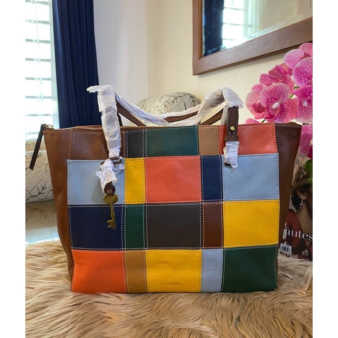 FOSSIL Rachel TZ Tote Brown Patchwork