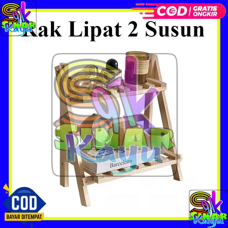Rak Susun kayu Mini Serbaguna | Rak Meja Rakit Multifungsi