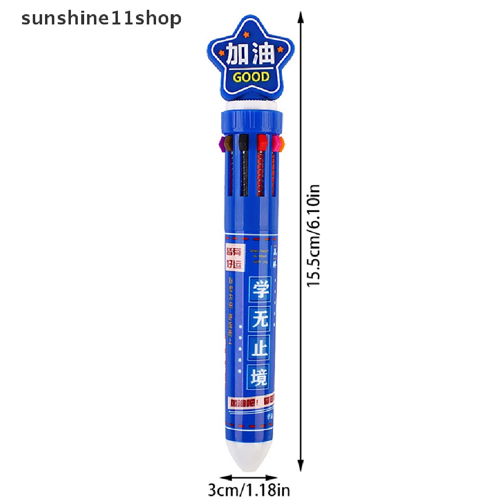 Sho Baru Sepuluh-Warna Bolpoin Kartun Sederhana Kreatif Pressable Pulpen Otomatis Perlengkapan Sekolah Pulpen Untuk Wrig Alat Tulis Penandatanganan Bolpen N