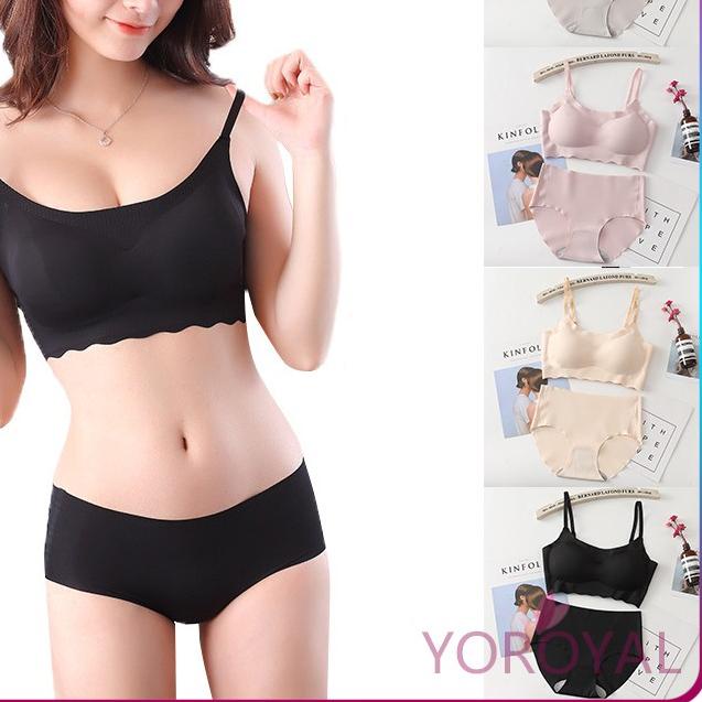 ۩ [BH+CD] Set Bra Seamless Jepang  Push Up Bra Full Cup / Set Pakaian Dalam Es Sutra Seamless YOROYA