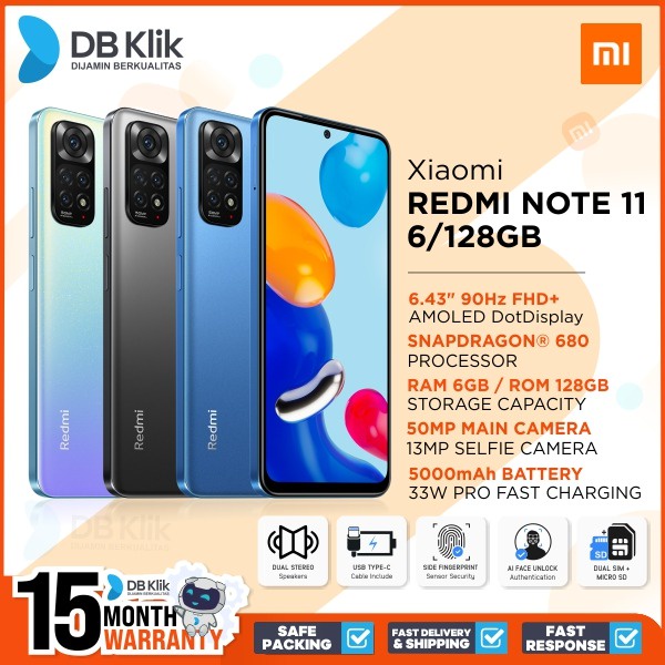 Handphone Xiaomi Redmi Note 11 6/128GB-Note 11 6GB 128GB Garansi Resmi