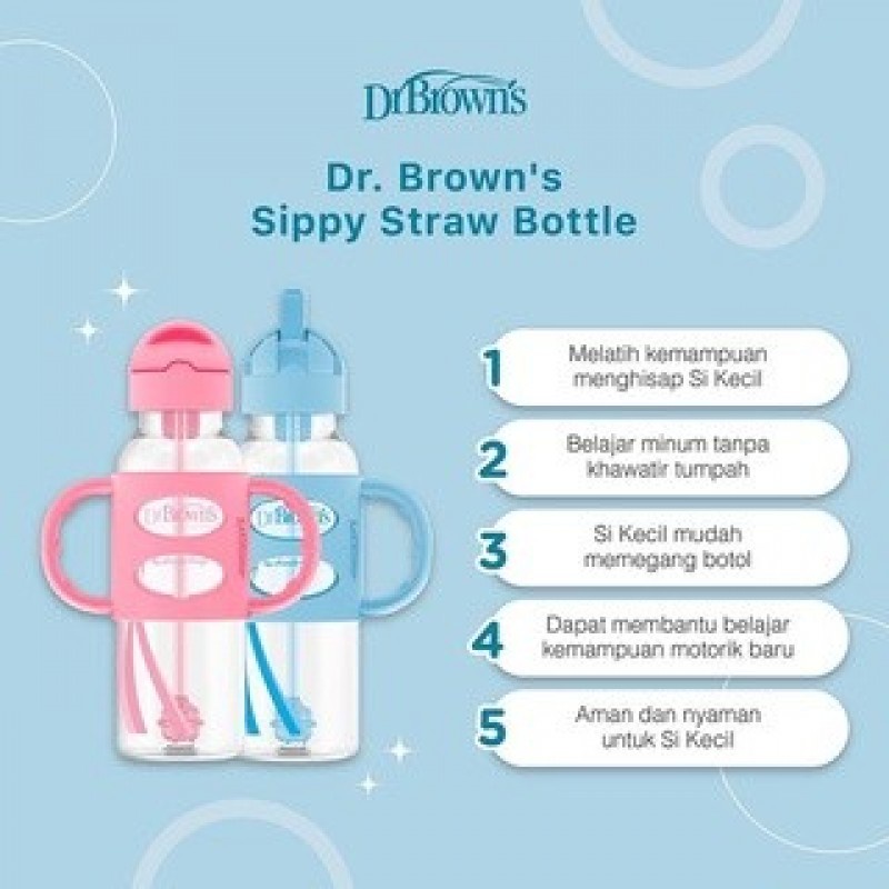 Dr Brown's Sippy Straw Bottle / Botol Minum Anak - 8 oz - 250 ml