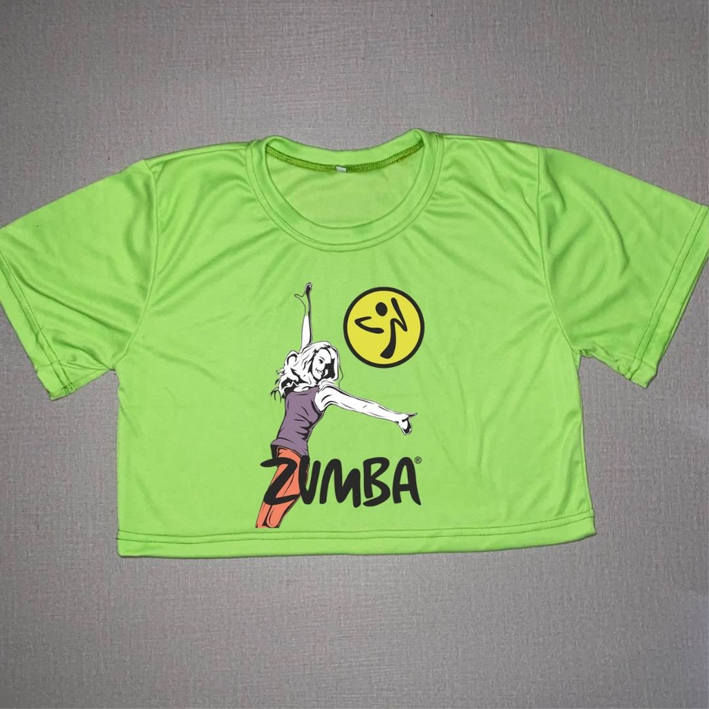 May Clothing - Crop Top Zumba Orang Hijau Neon Dewasa Bahan Cotton