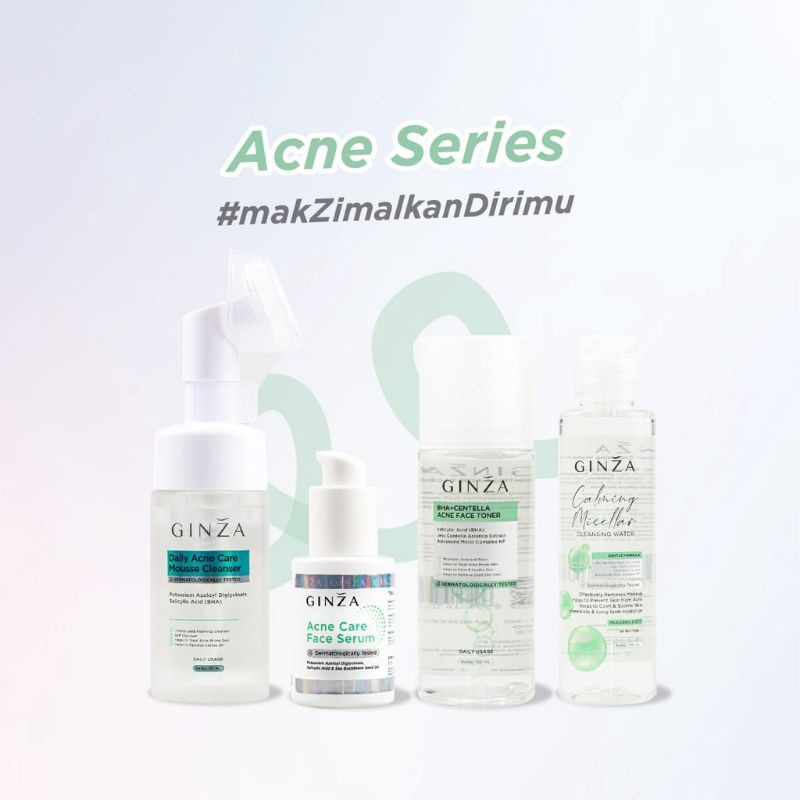 GINZA ACNE SKINCARE PAKET SERUM UNTUK KULIT WAJAH BERMINYAK, WAJAH BERJERAWAT, KEMERAHAN N BIKIN GLO