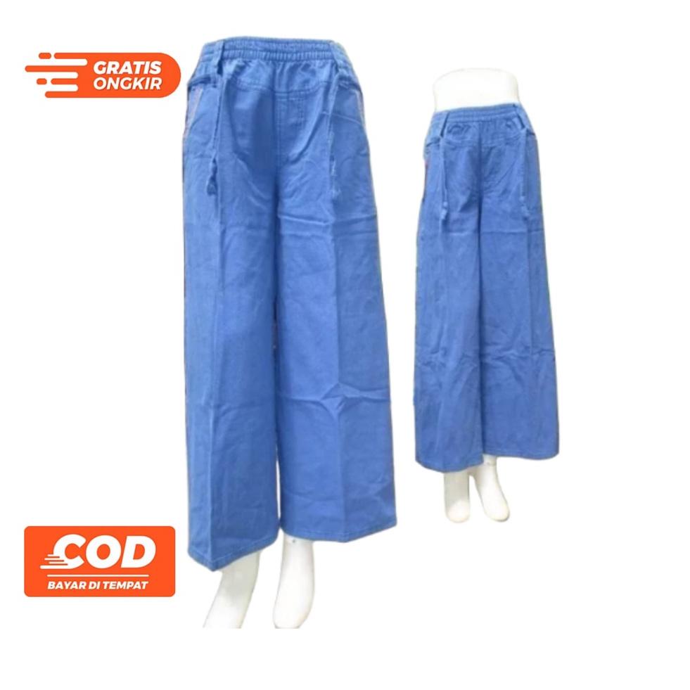 Stok Terbaru Kulot Jeans Ribbon / Kulot Levis Panjang Jumbo Wanita