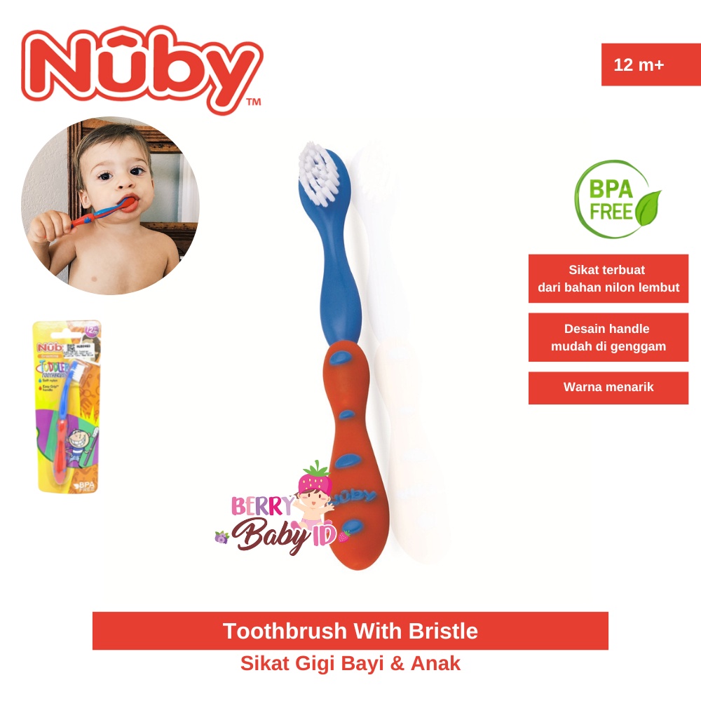 Nuby Toddler Toothbrush Bristle Soft Nylon Sikat Gigi Bayi Anak 12m+ Berry Mart