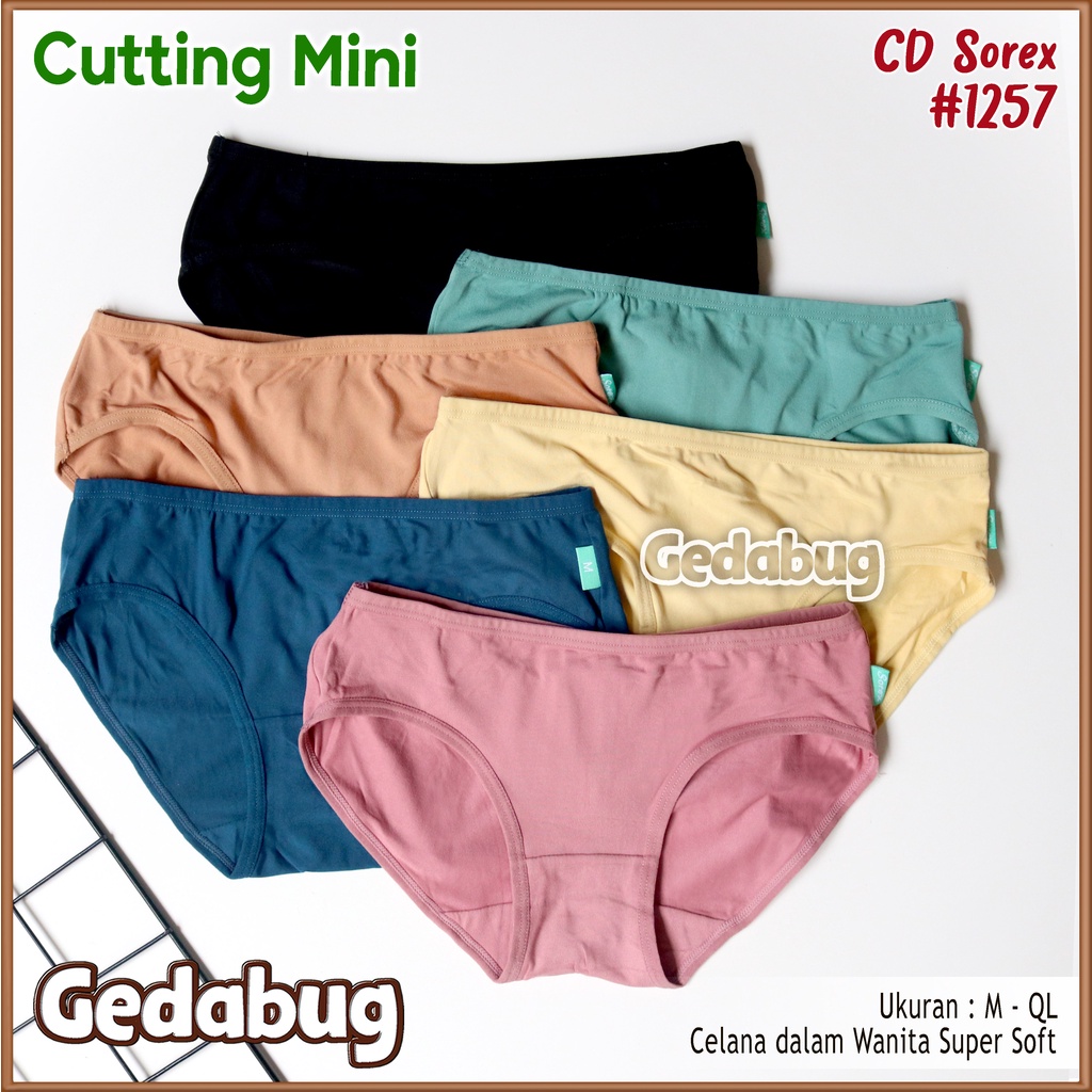 6 Pcs - CD Wanita Sorex 1257 Cutting Mini | Celana dalam wanita Super Soft |