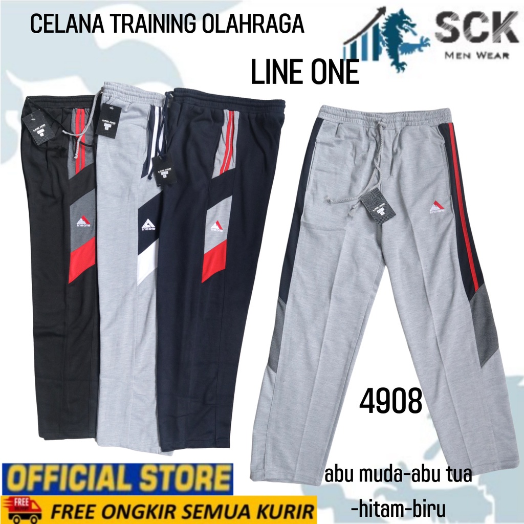 Celana Panjang Training Jogger Line One 4906 4908 4912 Bawah Tanpa Kerut / Celana Olahraga Jogging - sckmenwear GROSIR