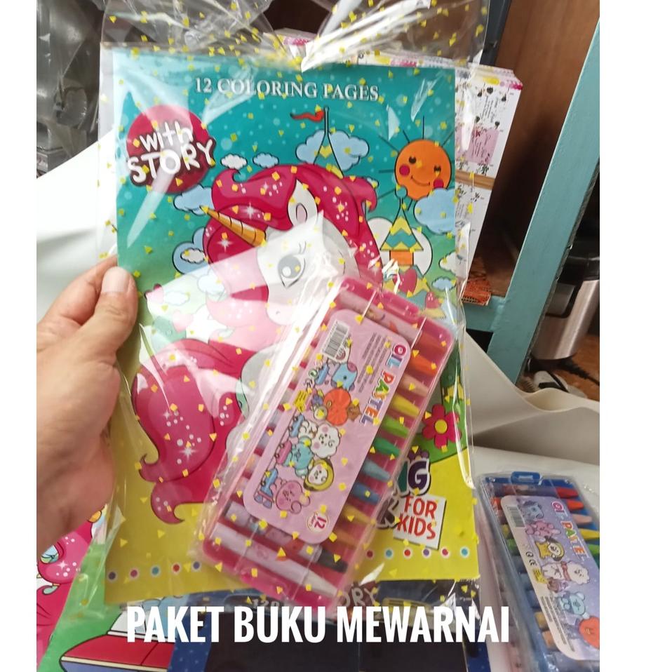 Trxg5G0s PAKET ULANG TAHUN Buku Mewarnai Karakter Animasi DAN CRAYON