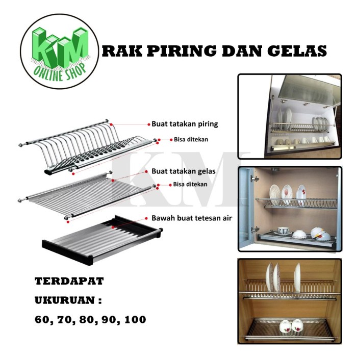 [Rak ] Rak Piring & Gelas 80 Cm Stainless Steel Merk Vitco [Dapur]