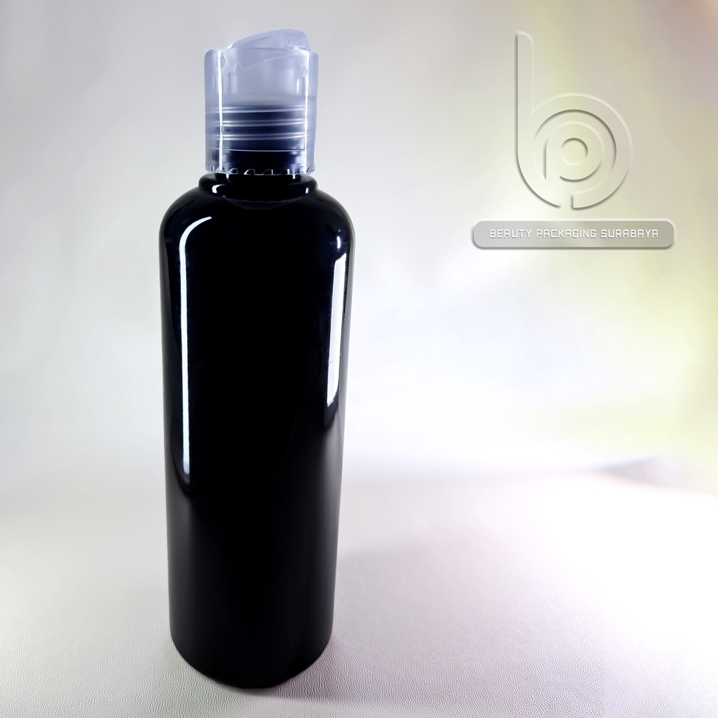 Botol Plastik PET 250ml BR Hitam Tutup Presstop