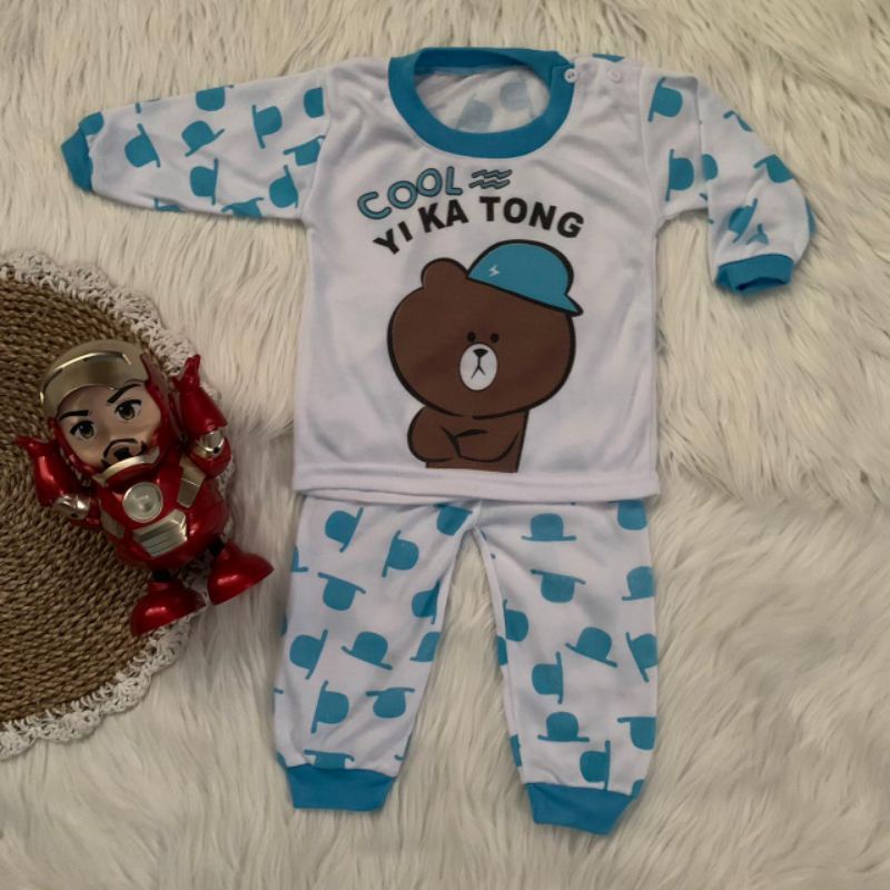 Setelan baju piyama YIKATONG setelan oblong bayi usia 3-15 bulan |Fashion