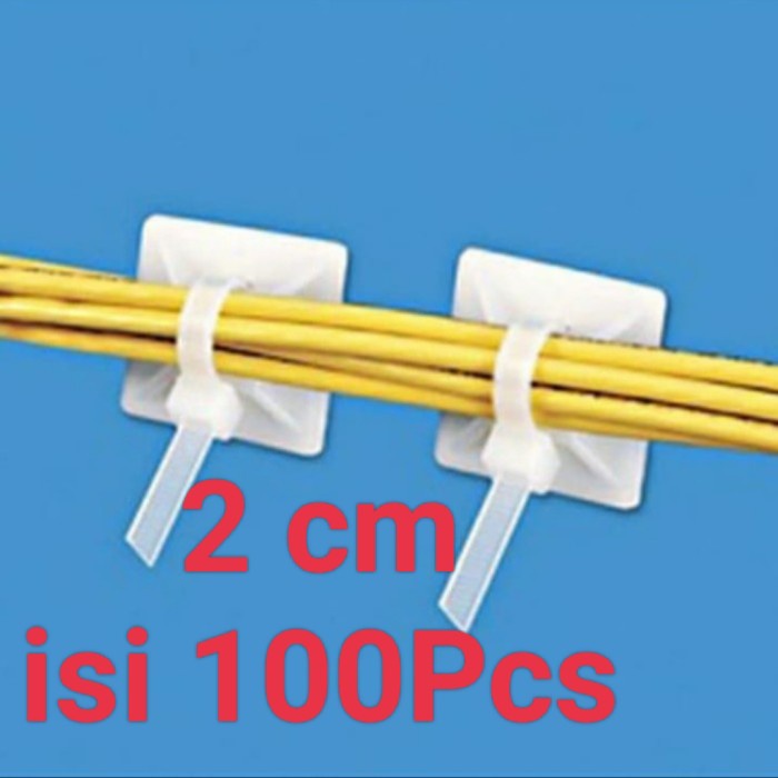 Tape Klem Kabel Tempel Double Tape / Klip Dobel Tip Isi 100 Pcs Size 20X20