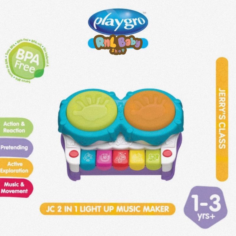 Playgro JC 2 in 1 Light Up Music Maker - Mainan Musik Bayi &amp; Anak