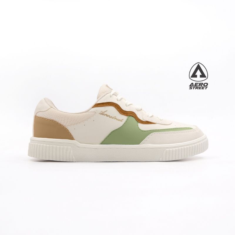 Aerostreet 37 - 41 Grace Putih Hijau Pastel - Sepatu Sneakers Casual