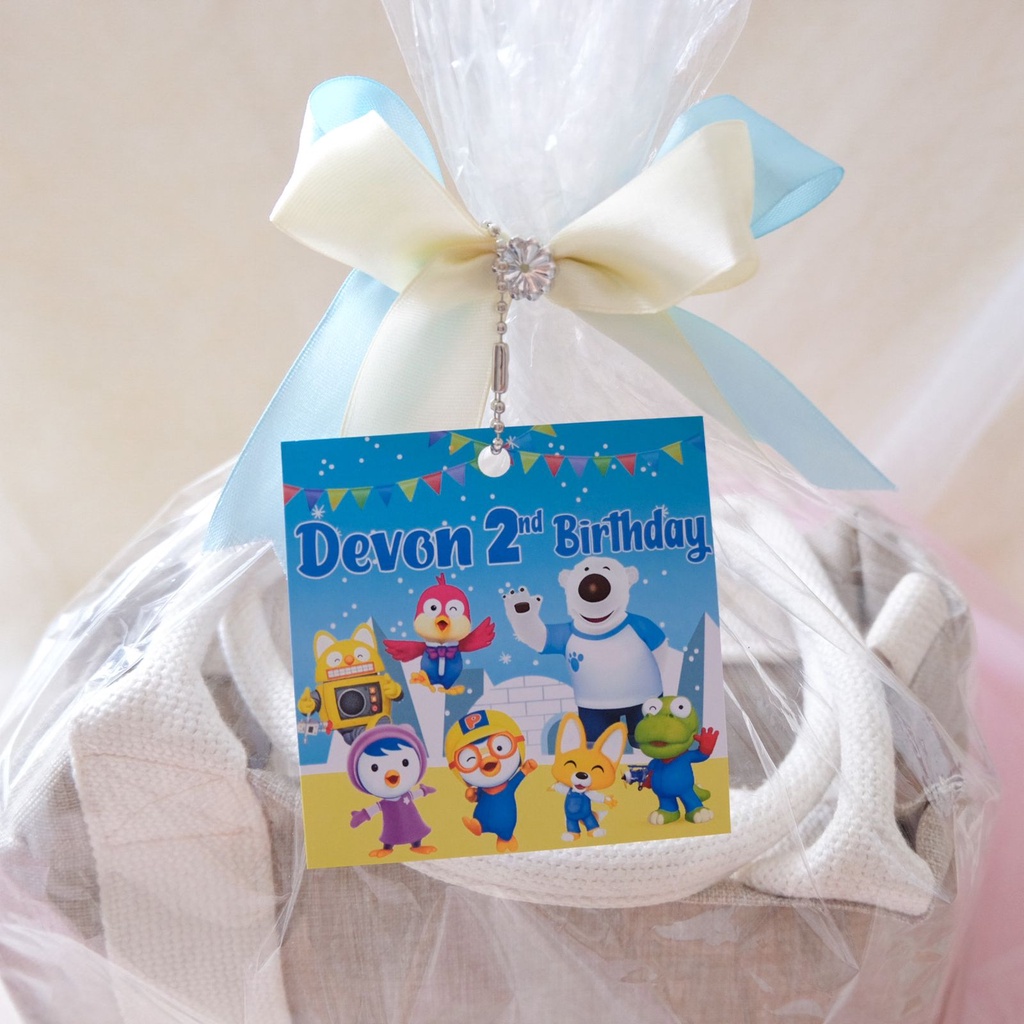 Pororo Thank You Tag Card Birthday / Kartu Ucapan Terima Kasih Ulang Tahun / Hampers Nasi Box Bento
