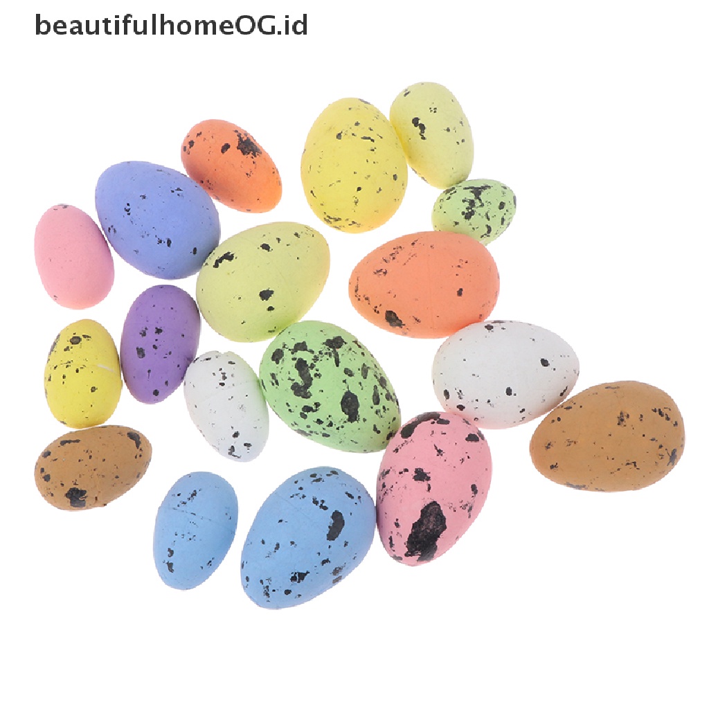 // Beautifulhomeog.id// 50Pcs Foam Telur Paskah Happy Easter Dekorasi Dicat DIY Colorful Easter Egg **