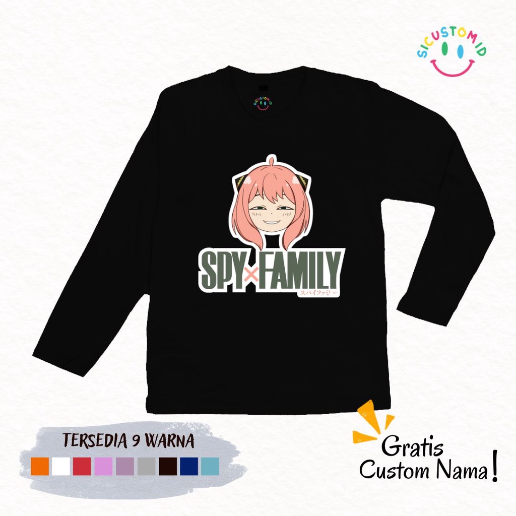 TERLARIS BAJU KAOS ANAK COWOK/CEWEK TANGAN PANJANG CUSTOM NAMA ANIME SPY X FAMILY ANYA FORGER