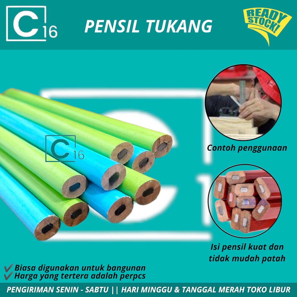 

Pensil Tukang Kayu Pensil Tukang Bangunan Pensil Tukang Hijau Biru BERKUALITAS