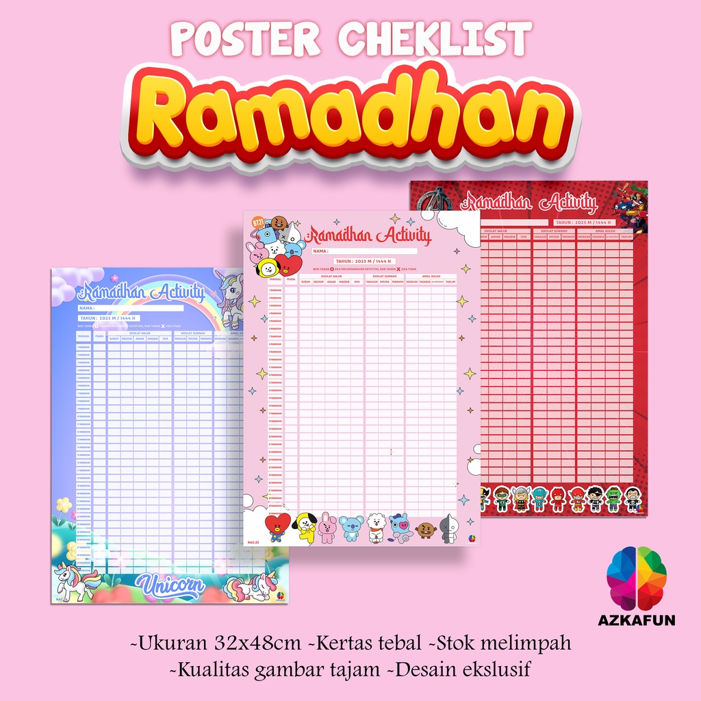 

Poster Checklist RAMADHAN ACTIVITY - Tema Karakter kartun