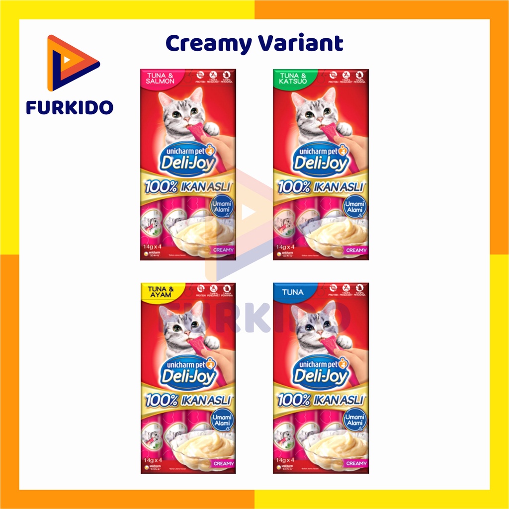 Deli-Joy Creamy 14 Gram x 4 Pcs / Snack Kucing Creamy