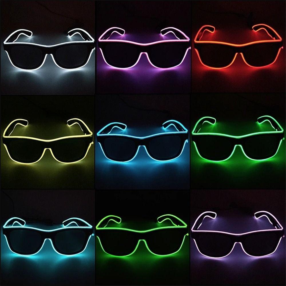 LANFY Kacamata Neon Dekorasi Halloween Costume Decor Glow SunGlasses El Wire Party SunGlasses Menyala Kacamata Kedip