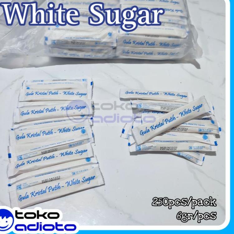 

❅ White Sugar Stick 6gr isi 250pcs / Gula Putih Kristal / Gula Pasir Kristal / Gula Kristal / Gula Sachet / White Sugar ☊
