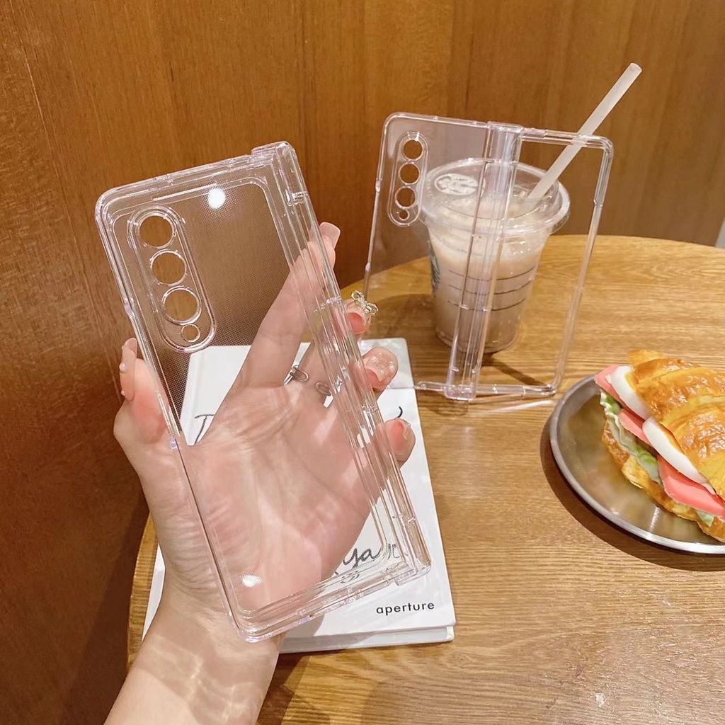 Hard Clear Transparant Case Mid Cover SAMSUNG GALAXY Z Fold 5 FOLD 4 Z Fold 3 5G Clear Hard Case + Tulang Tengah Mid Cover + Protector Camera