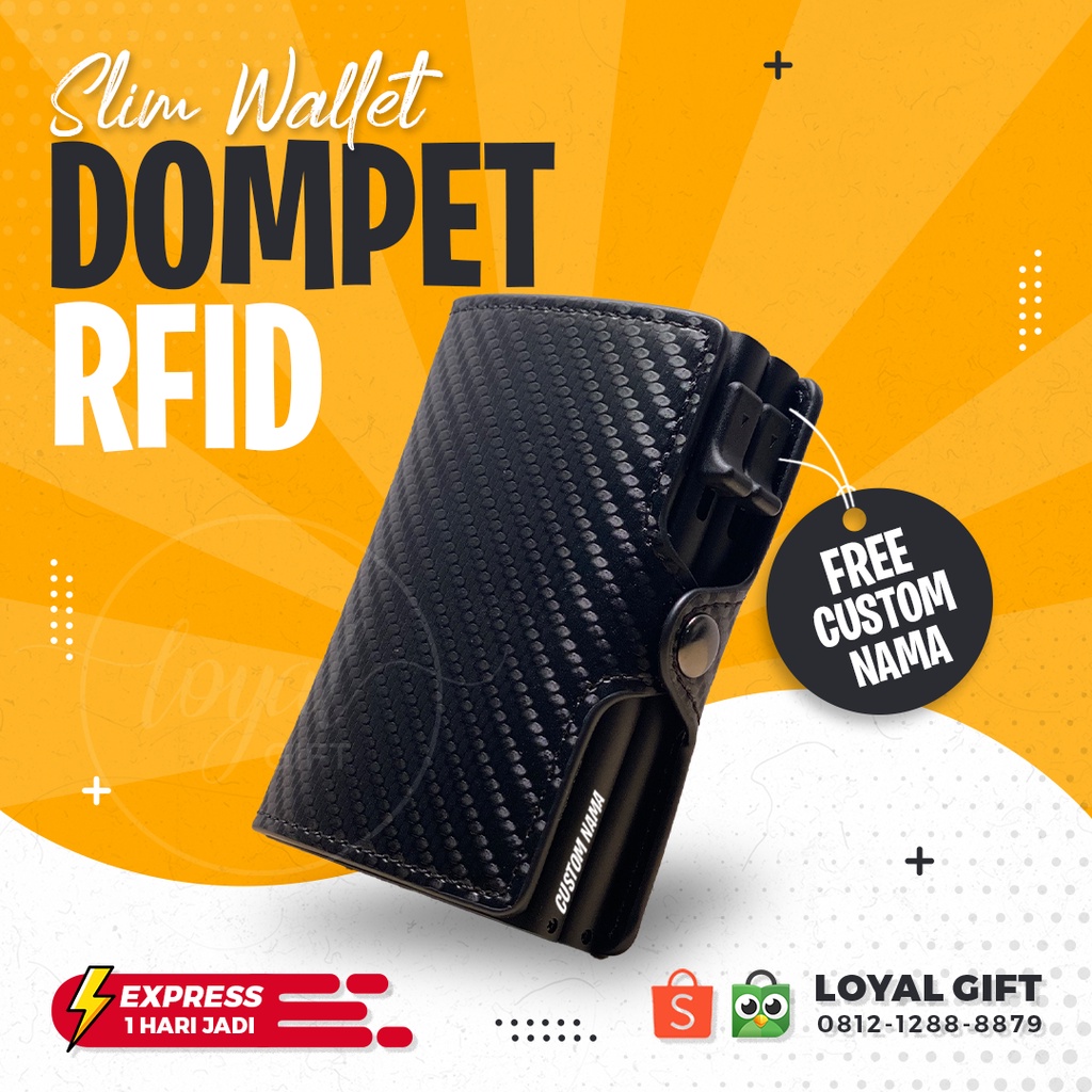Dompet Kartu RFID Carbon Asli Twin Black (Side) - GARANSI GANTI BARU
